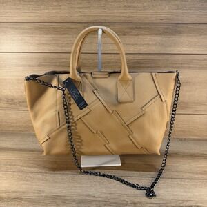 New Fashion‎ Falor 1980 Firenze Camel Brown Italy Soft Leather Chain Handbag